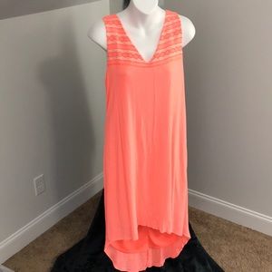 APT. 9 BRIGHT CORAL HI LO FULLY LINED SUNDRESS
